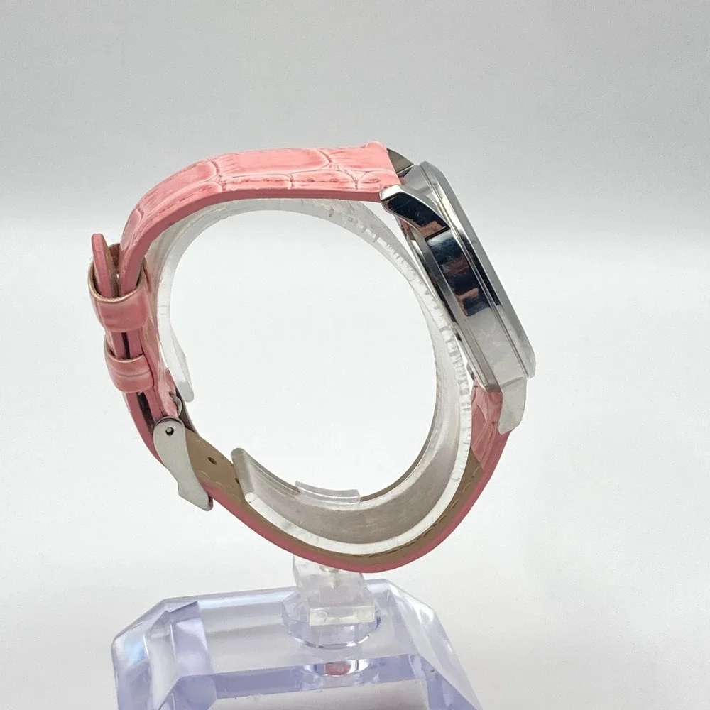 Burgi Women's Watch 36mm Silver Tone MOP Peacock Rainbow Crystals New Battery